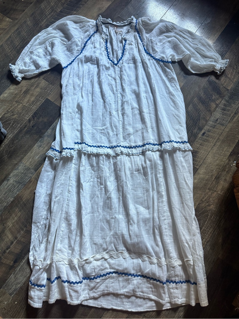 Free People Thank me Later Dress with Blue Trim - Picture 2 of 12
